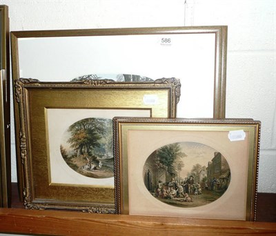 Lot 586 - Three Le Blond prints and pair of signed prints, 'Spring flowers' and 'Coxwold Village' by...