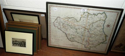 Lot 592 - Cary (J.), a Map of Durham, hand-coloured engraving, framed and glazed; with eight...