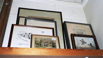 Lot 596 - George Graham etching of 'Castle Bolton' together with eight further prints and pictures (9)