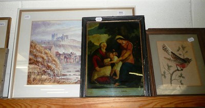 Lot 600 - A framed watercolour by W. Sanderson dated 1923; reverse print on glass, the Infant Saint John;...