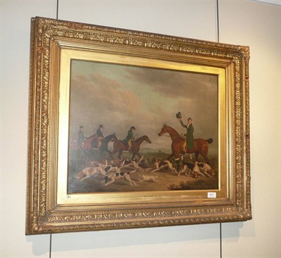 Lot 611 - After Ben Marshall 19th/20th century, Huntsmen and harriers, an extensive landscape beyond,...