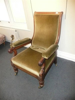 Lot 626 - Georgian mahogany reading chair with gilt brass book stand