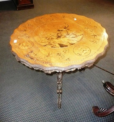 Lot 627 - A 19th century Italian style inlaid tripod occasional table