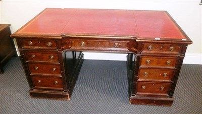 Lot 634 - Early 20th century oak framed pedestal desk