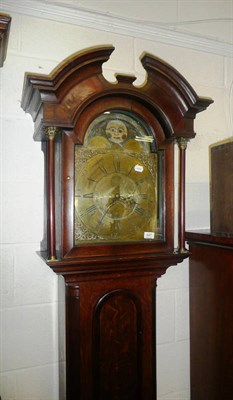 Lot 647 - Oak and mahogany cross banded long case clock with brass arched dial by Roberts, Otley