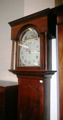 Lot 663 - An oak thirty hour longcase clock with painted arch dial