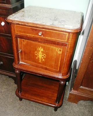 Lot 666 - An Edwardian inlaid marble topped pot cupboard