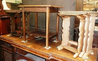 Lot 688 - Two nests of oak tables and an oak side table