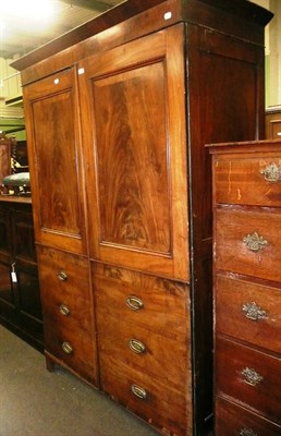 Lot 698 - 19th century mahogany hanging wardrobe