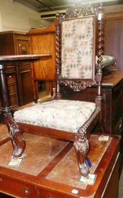 Lot 701 - A 19th century carved rosewood chair with upholstered seat and back