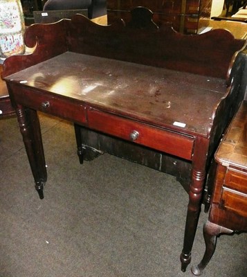 Lot 723 - A 19th century stained pine washstand with fret carved back rail