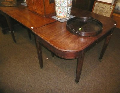 Lot 724 - 19th century mahogany D end dining table with Pembroke centre section