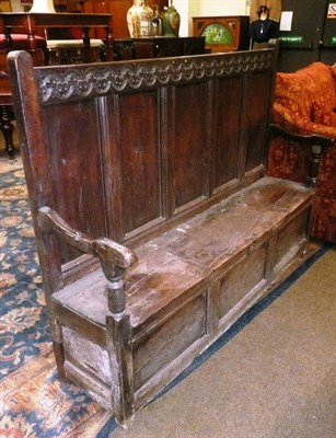 Lot 731 - Late 18th century carved oak hall bench