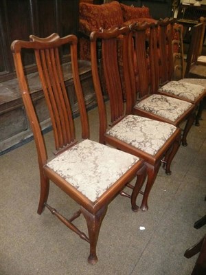 Lot 732 - A set of four Edwardian walnut dining chairs, a rush seated rocking chair, an oak country chair and