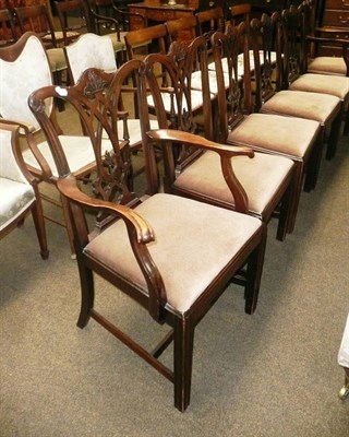 Lot 738 - Set of six Georgian style mahogany dining chairs including two carvers