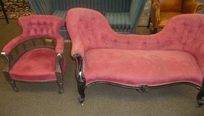 Lot 753 - Victorian mahogany settee and two tub chairs