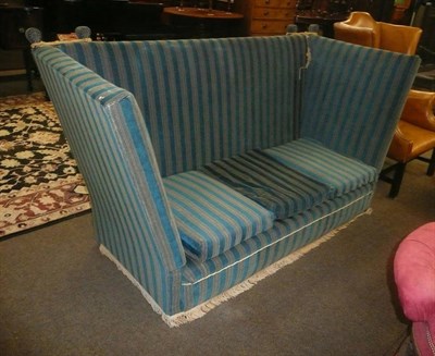 Lot 756 - A blue striped Knole settee