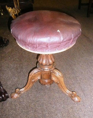 Lot 763 - Victorian walnut revolving piano stool