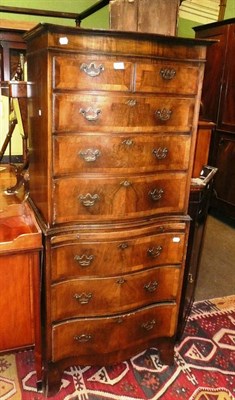 Lot 774 - Reproduction walnut chest on chest