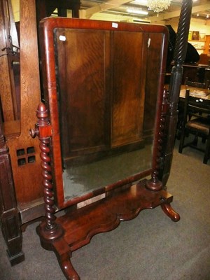 Lot 782 - A Victorian mahogany cheval mirror with barley twist supports