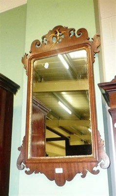 Lot 789 - 18th century style mahogany wall mirror with fret carved surroundings and central gilt wood applied