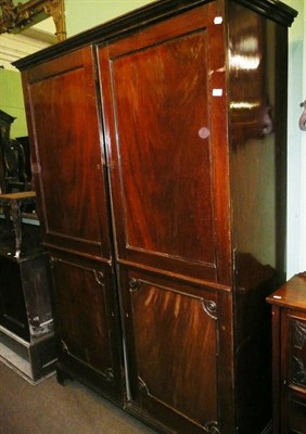 Lot 791 - 19th century mahogany two door wardrobe (a.f.)