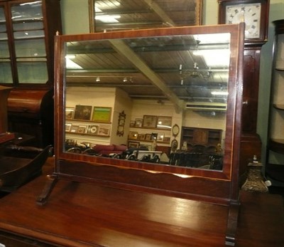 Lot 805 - Victorian mahogany inlaid toilet mirror