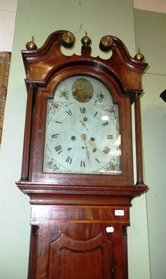 Lot 823 - A late 18th century longcase clock with painted arch dial and eight day movement