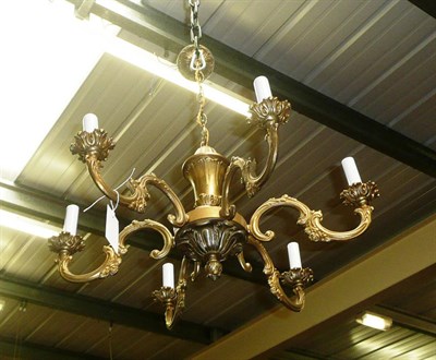 Lot 833 - Gilt metal six branch chandelier