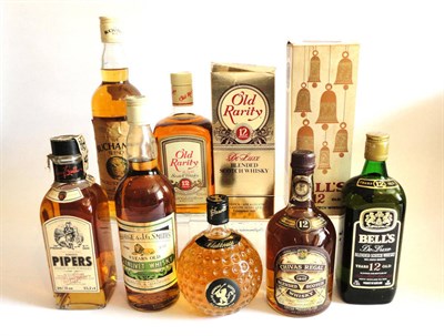 Lot 1068 - The Original Hundred Pipers, 26 2/3 Fl. Ozs., 70 degree proof, Glenlivet 8 Year Old, George &...