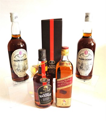 Lot 1069 - Glen Grant 21 Year Old, 26 2/3 Fl. Ozs., 70 degree proof (x2), Jonnie Walker Red Label, 26 2/3...