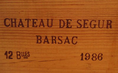 Lot 1083 - Chateau De Segur 1986, Sauternes, one sealed case (twelve bottles)