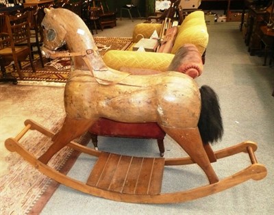 Lot 1118 - Waxed pine nursery rocking horse