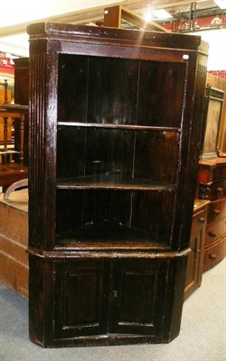 Lot 1140 - Victorian painted pine standing corner cupboard with open shelves