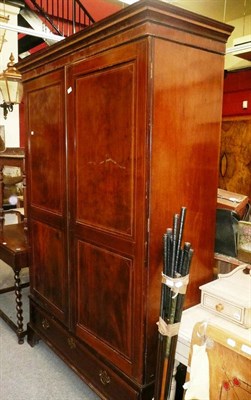 Lot 1152 - A Victorian mahogany inlaid two door wardrobe