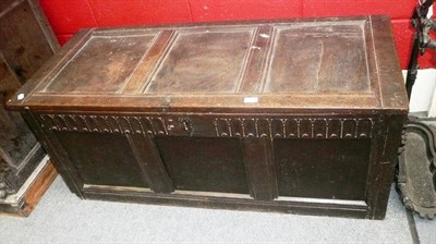 Lot 1172 - Late 18th century panelled oak coffer