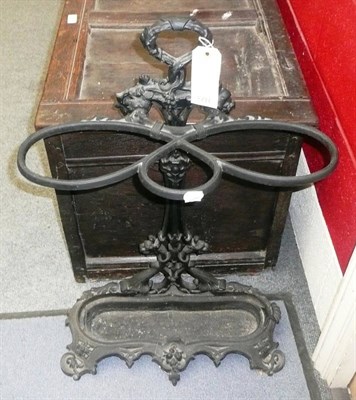 Lot 1173 - Ornate Victorian Coalbrookedale type blacked cast iron umbrella/stick stand, 73.5 cm high with...