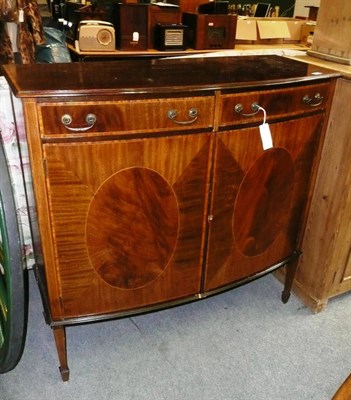 Lot 1218 - Georgian style mahogany bow front side cabinet (key in drawer)