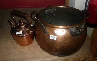 Lot 1249 - Copper cauldron and copper kettle (2)