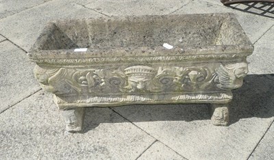 Lot 1315 - A pair of cast composition stone garden troughs in Renaissance style, each 69.5cm long