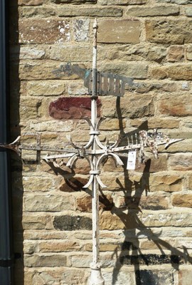 Lot 1321 - White painted wrought iron weather vane with a dragon mount