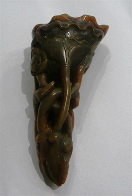 Lot 7 - A Chinese small carved horn libation cup