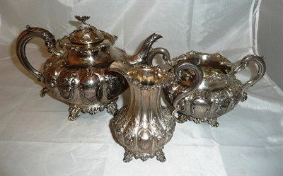 Lot 99 - An ornate Victorian silver tea service, 50oz approx