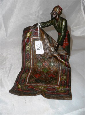 Lot 103 - Franz Bergmann style cold painted bronze figure of an Arab carpet seller