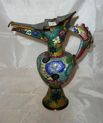 Lot 104 - Chinese cloisonné lamp/ewer