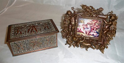 Lot 119 - A metalware photo frame and trinket box