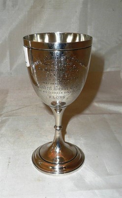 Lot 128 - A Victorian silver goblet with presentation inscription, 4.5oz approx