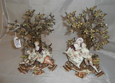Lot 132 - Pair of 19th century Dresden figure groups