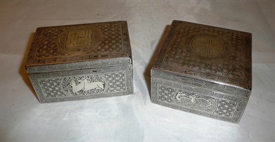 Lot 136 - Two Korean silver inlaid iron boxes and covers, 19th century, Yi Dynasty
