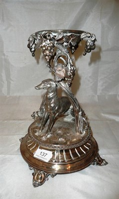Lot 137 - A Victorian silver centrepiece, London 1864, modelled as an Italian greyhound standing beneath...